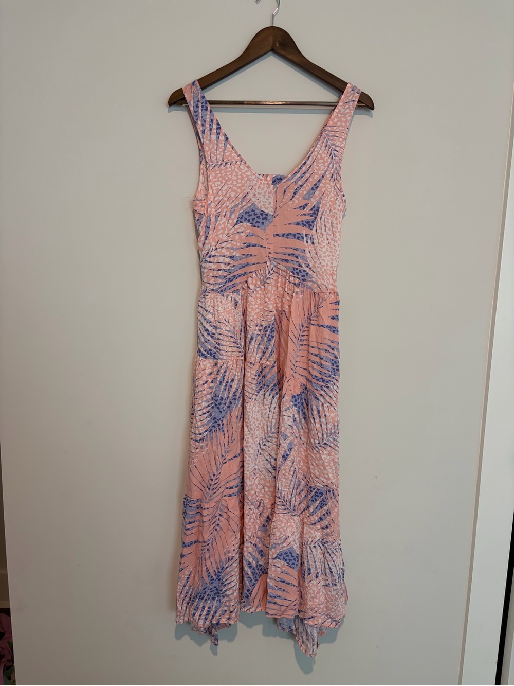 Splendid NWT Tropical Palm Maxi Dress S Pink Resort Coastal $78